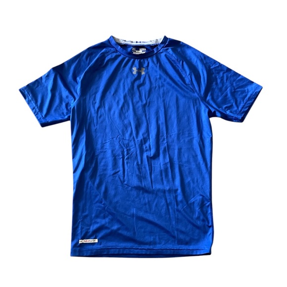 Under Armour boys Blue athletic compression T-Shirt - Picture 1 of 5